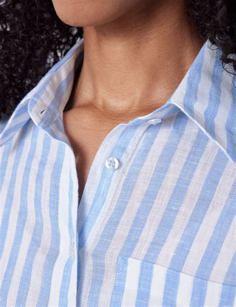 White+baby Blue Striped Shirt 